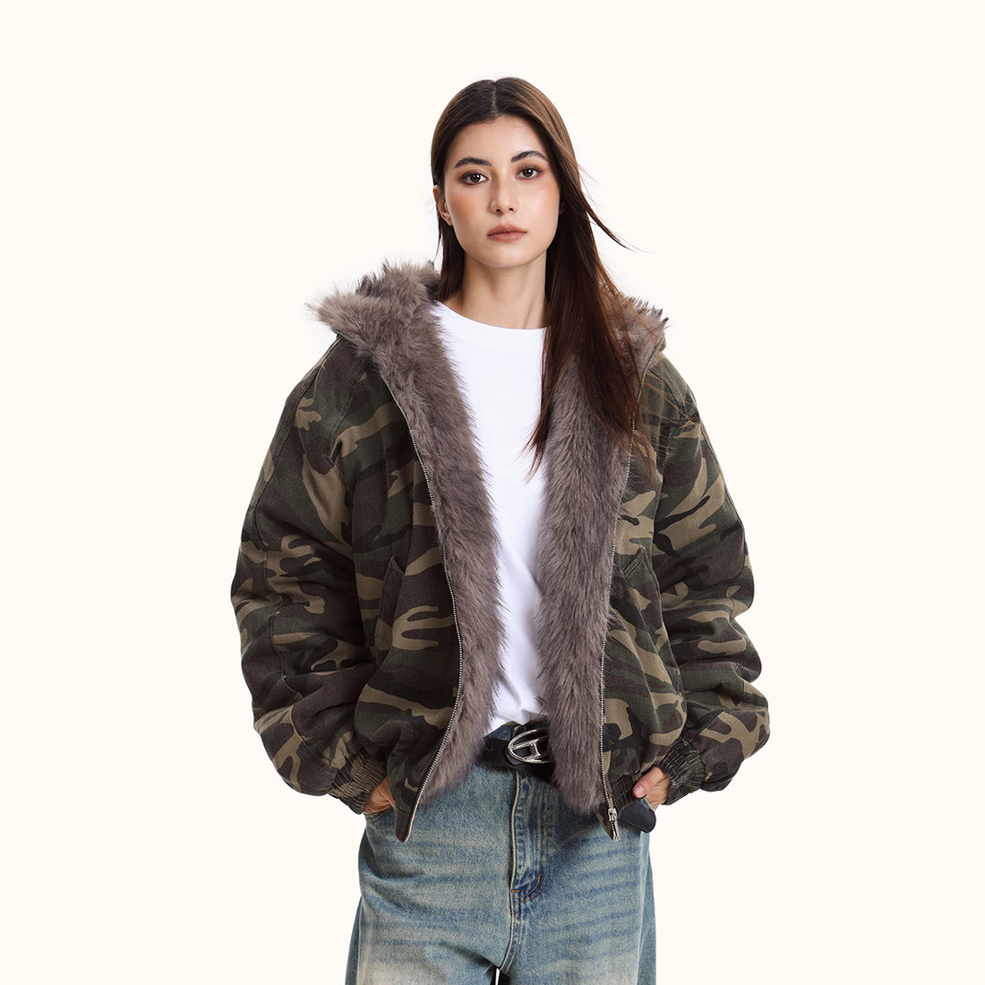 Women's Hooded Camouflage Jacket