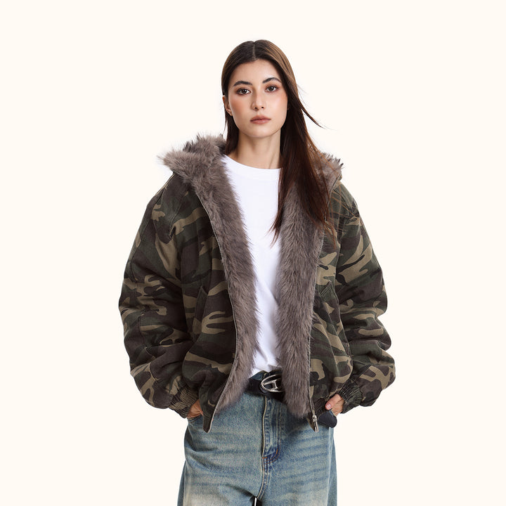 Women's Hooded Camouflage Jacket