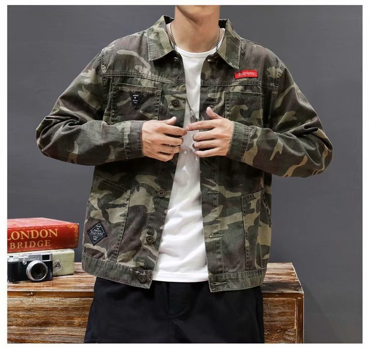 Men's Camouflage Polo Collar Jacket
