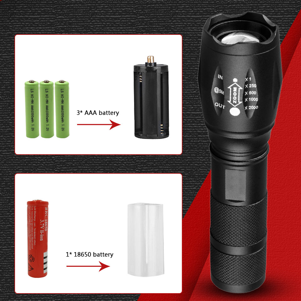 Rechargeable Self-Defense Waterproof Flashlight
