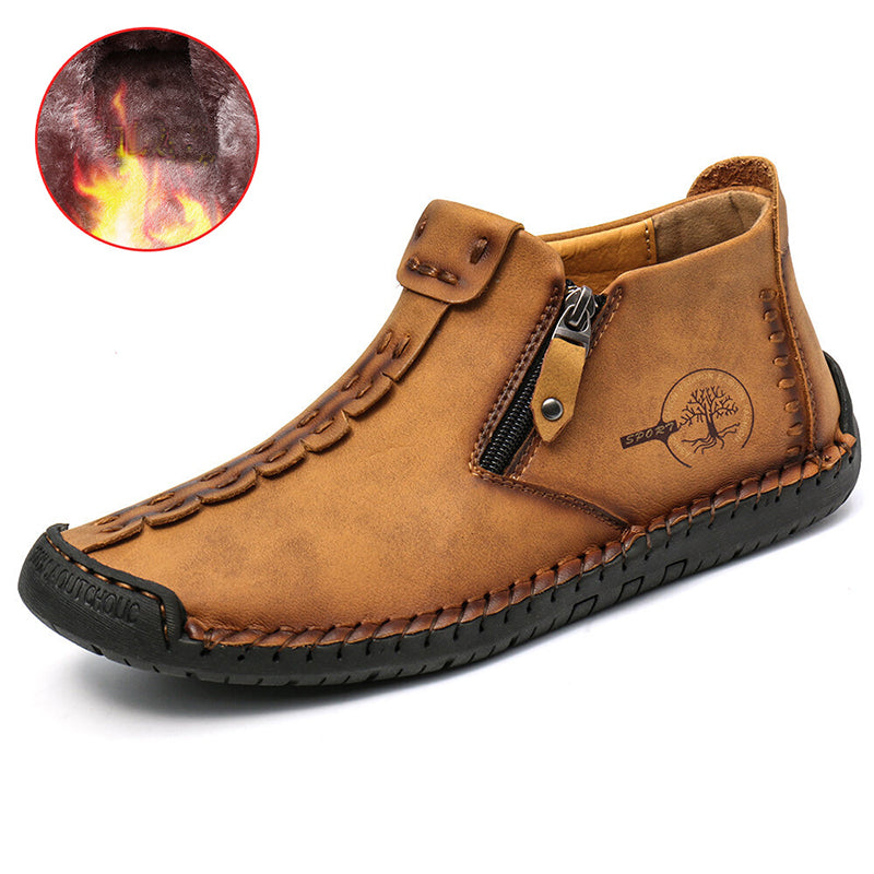 Men Ankle Boots Zipper Hiking Shoes