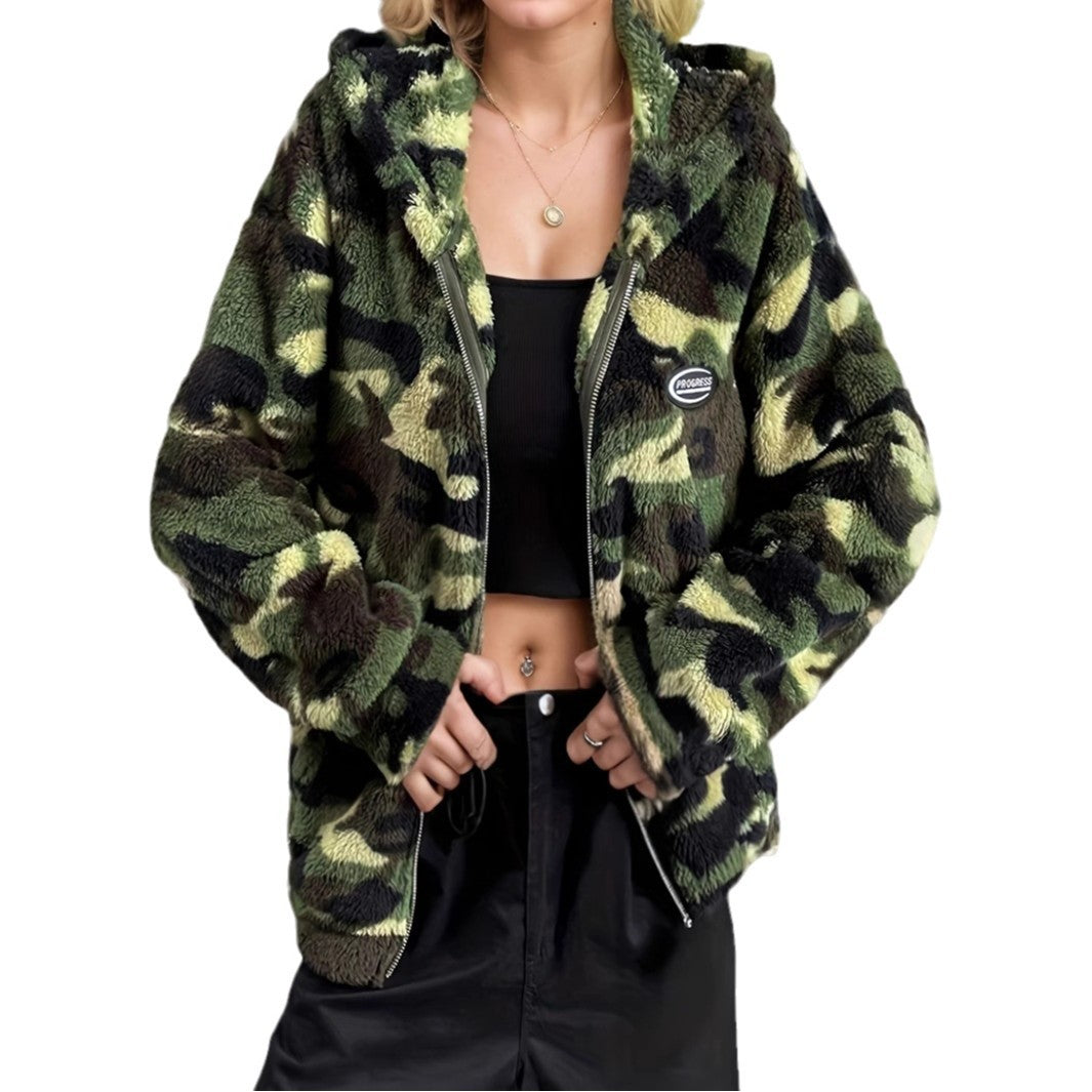 Women's Casual Camouflage Hooded Jacket