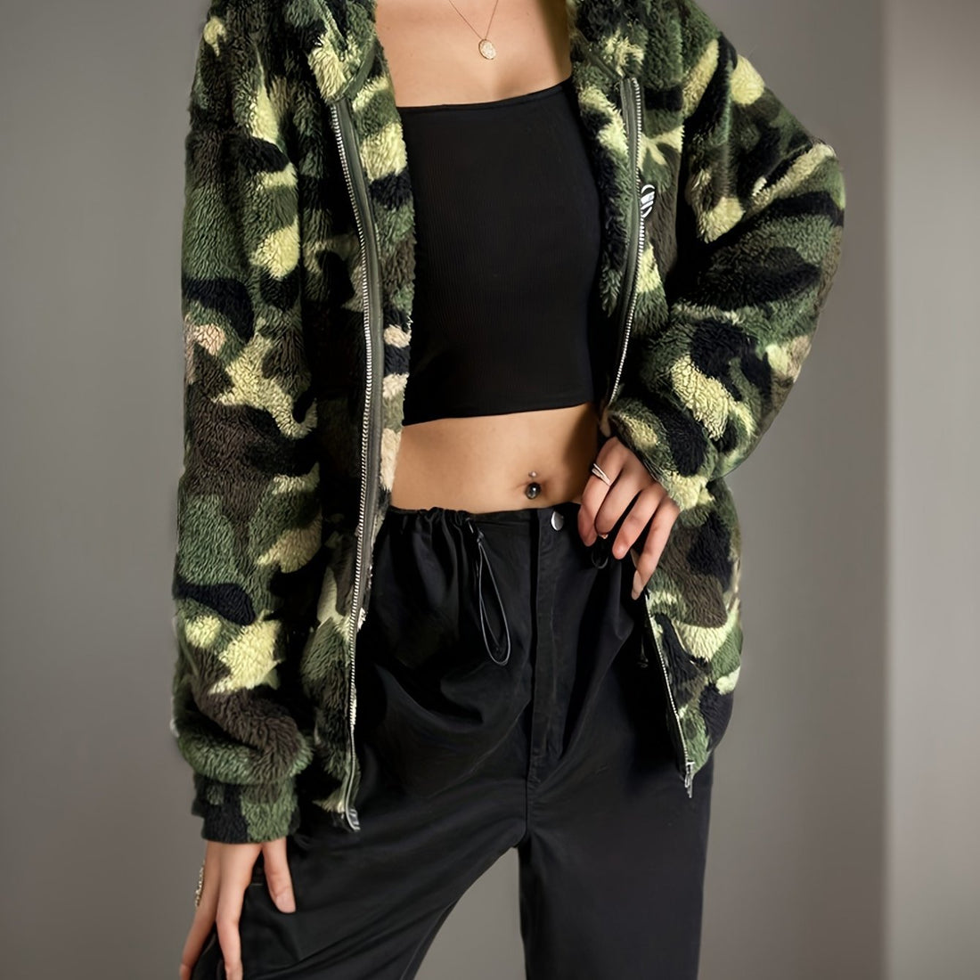 Women's Casual Camouflage Hooded Jacket