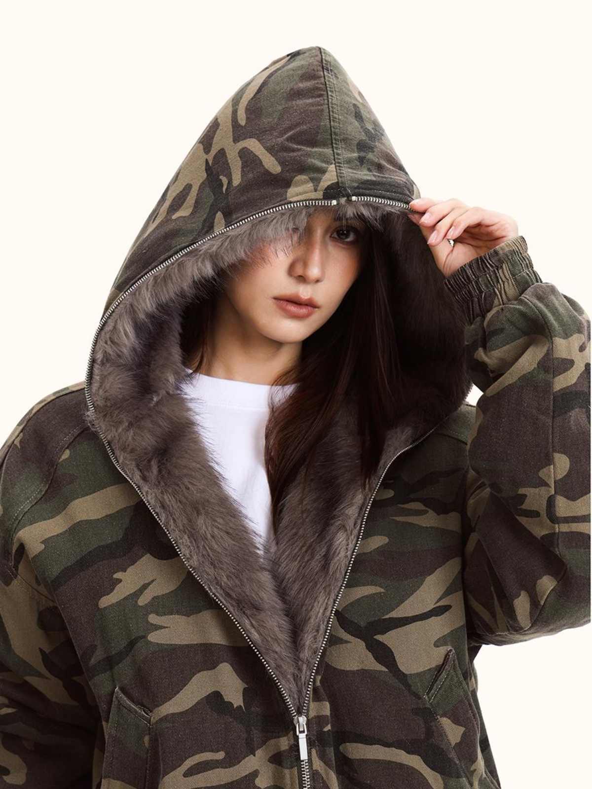 Women's Hooded Camouflage Jacket