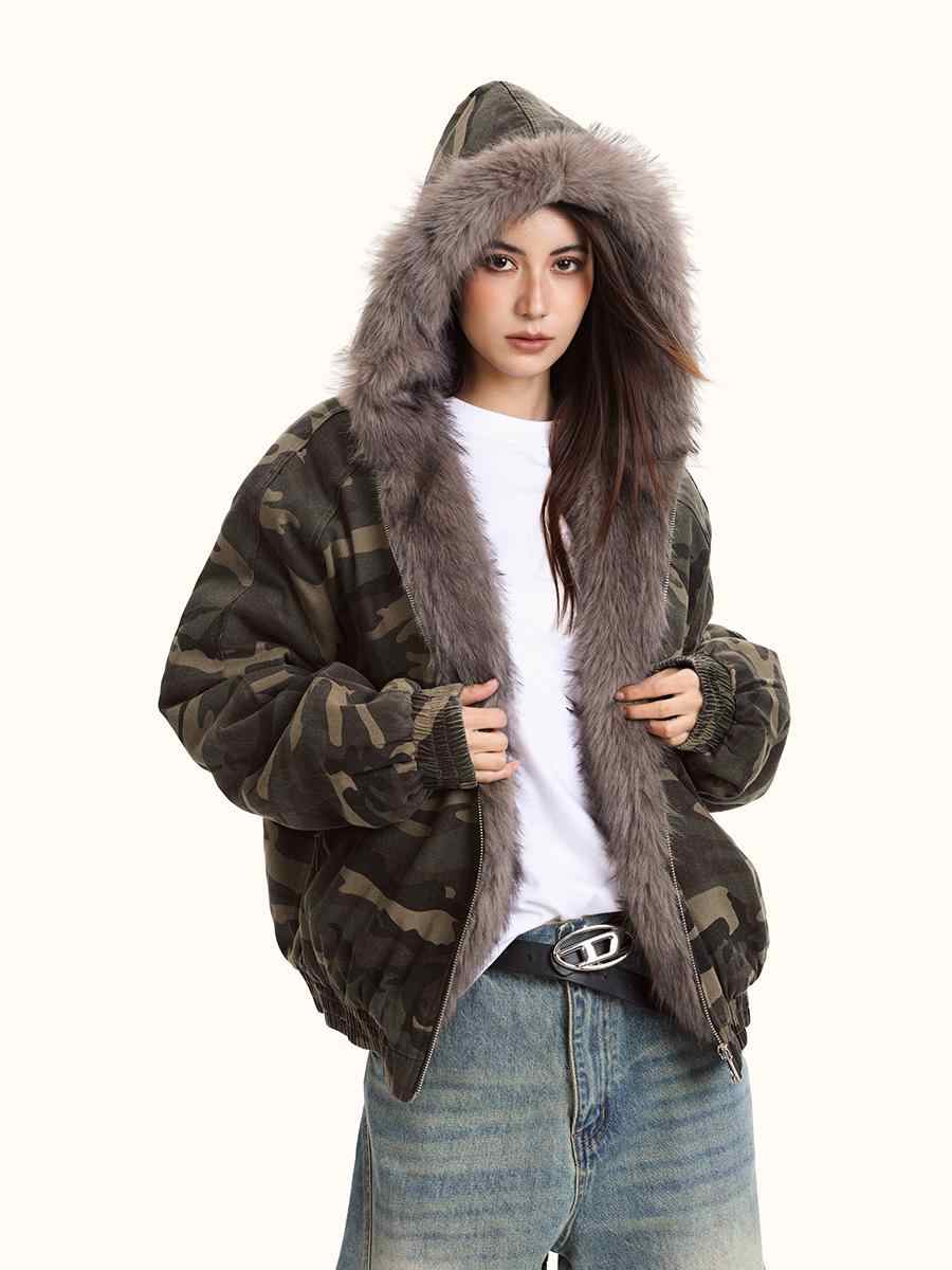 Women's Hooded Camouflage Jacket