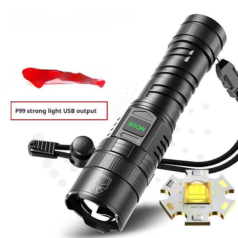USB Charging Zoom Electric Display Flashlight