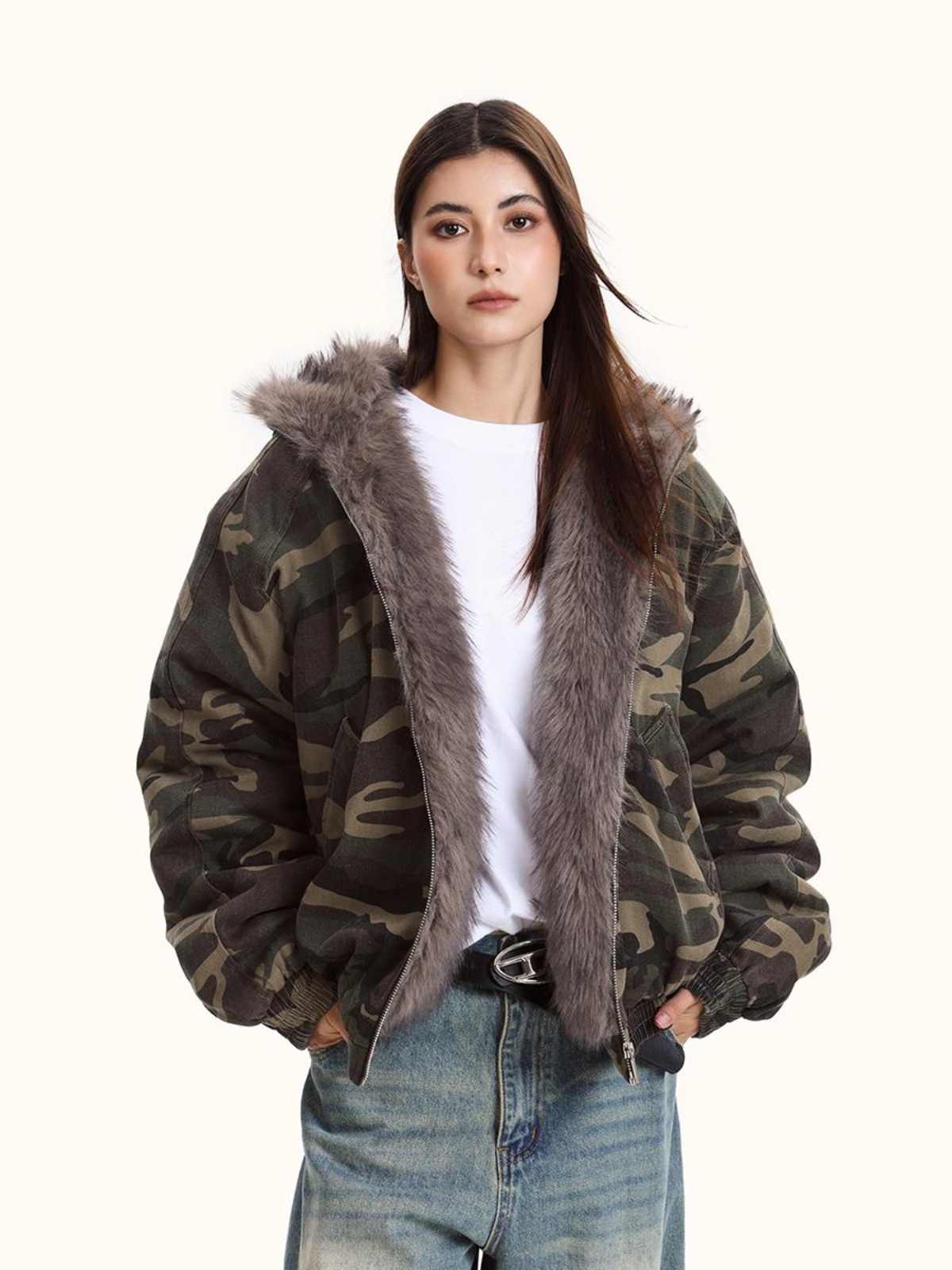 Women's Hooded Camouflage Jacket