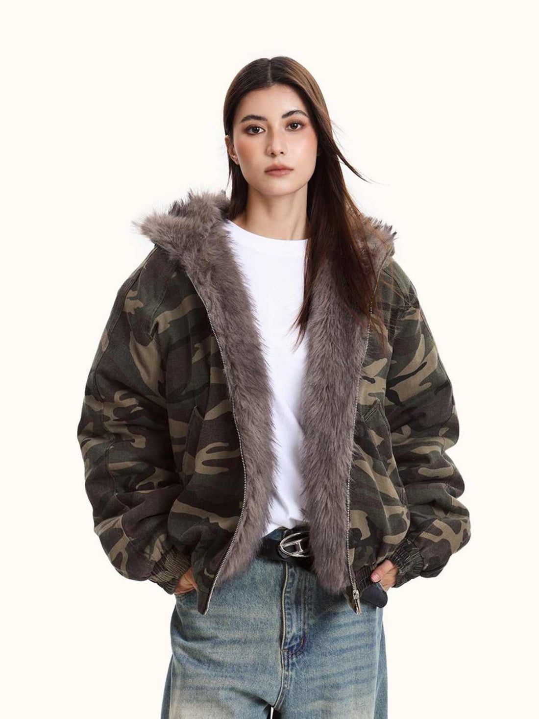 Women's Hooded Camouflage Jacket